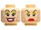 Part No: 3626pb3294 Name: Minifigure, Head Dual Sided Female Black Eyebrows, Lime Eye Shadow, Medium Nougat Cheek Lines, Red Lips, Open Mouth Smile / Frown Pattern Part No: 3626pb3294 Name: Minifigure, Head Dual Sided Female Black Eyebrows, Lime Eye Shadow, Medium Nougat Cheek Lines, Red Lips, Open Mouth Smile / Frown Pattern