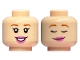 Part No: 3626pb3295  Name: Minifigure, Head Dual Sided Female Dark Orange Eyebrows, Dark Pink Lips, Open Mouth Smile / Sleeping with Smirk Pattern