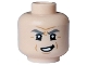 Part No: 3626pb3308  Name: Minifigure, Head Dark Bluish Gray Eyebrows, Upper and Lower Eyelids, Medium Nougat Jowl Lines, Chin Dimple and Wrinkles, Evil Lopsided Open Mouth Smile with Teeth Pattern