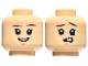 Part No: 3626pb3375  Name: Minifigure, Head Dual Sided Dark Brown Eyebrows, Medium Nougat Chin Dimple, Open Mouth Smile / Confused with Raised Eyebrow Left Pattern