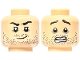Part No: 3626pb3397  Name: Minifigure, Head Dual Sided Black Eyebrows, Dark Bluish Gray Eye Shadow, Dark Brown Beard Stubble, Smirk / Open Mouth Scared with Teeth Parted Pattern