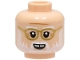 Part No: 3626pb3415  Name: Minifigure, Head White Eyebrows and Beard, Gold Rimmed Glasses, Medium Nougat Forehead Crease and Age Lines, Open Mouth Smile Pattern