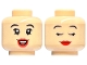 Part No: 3626pb3419  Name: Minifigure, Head Dual Sided Black Eyebrows, Eyelashes, Red Lips, Smile with Teeth / Sleeping Pattern