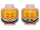 Part No: 3626pb3436  Name: Minifigure, Head Dual Sided Bright Light Orange Visor, Black Chin Strap, Determined / Open Mouth Smile with Teeth Pattern