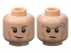Part No: 3626pb3460  Name: Minifigure, Head Dual Sided Dark Tan Eyebrows, Medium Nougat Cheek Lines and Chin Dimple, Smirk / Scowl with Scar and Bandage Pattern
