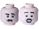 Part No: 3626pb3466  Name: Minifigure, Head Dual Sided Black Eyebrows, Narrow Moustache, Medium Nougat Cheek Dimples, Lopsided Grin / Open Mouth Smile with Top Teeth and Coral Tongue Pattern