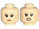 Part No: 3626pb3470  Name: Minifigure, Head Dual Sided Female Dark Tan Eyebrows, Black Eyelashes, Nougat Lips, Small Medium Nougat Cheek Lines, Neutral / Bared Teeth Pattern