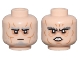 Part No: 3626pb3484  Name: Minifigure, Head Dual Sided Medium Nougat Cheek Lines and Wrinkles, Nougat Eye Shadow, Light Bluish Gray Bushy Eyebrows, Goatee, and Stubble, Stern / Dark Bluish Gray Bushy Eyebrows, Open Mouth Scowl with Teeth Pattern