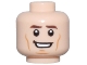 Part No: 3626pb3495  Name: Minifigure, Head Dark Brown Eyebrows, Medium Nougat Long Cheek Lines and Chin Dimple, Open Mouth Smile with Teeth Pattern