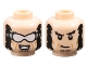 Part No: 3626pb3524  Name: Minifigure, Head Dual Sided Black Bushy Eyebrows, Mutton Chops, and Stubble, Medium Nougat Cheek Lines, Bared Teeth Smile and White Goggles / Grin Pattern