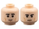 Part No: 3626pb3534  Name: Minifigure, Head Dual Sided Black Eyebrows, Medium Nougat Cheek Lines and Chin Dimple, Neutral / Angry Frown Pattern
