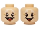 Part No: 3626pb3558  Name: Minifigure, Head Dual Sided White Bushy Eyebrows, Medium Nougat Wrinkles and Chin Dimple, Open Mouth Smile with White Teeth and Red Tongue / Grin Pattern
