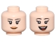 Part No: 3626pb3616  Name: Minifigure, Head Dual Sided Female, Thin Black Eyebrows, Long Eyelashes, Medium Nougat Lips, Closed Mouth Smile / Open Mouth Smile Pattern