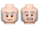 Part No: 3626pb3619  Name: Minifigure, Head Dual Sided Light Bluish Gray Bushy Eyebrows and Sideburns, Medium Nougat Wrinkles, Grin / Open Mouth Grimace with Teeth Pattern