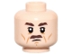 Part No: 3626pb3623  Name: Minifigure, Head Dark Brown Eyebrows and Moustache, Upper Eyelids, Medium Nougat Cheek Lines, Wrinkles, and Chin Dimple, Scowl Pattern