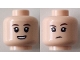 Part No: 3626pb3639  Name: Minifigure, Head Dual Sided Child Female Dark Brown Eyebrows, Open Mouth Smile with Teeth / Determined Frown Pattern