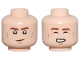 Part No: 3626pb3651  Name: Minifigure, Head Dual Sided Reddish Brown Eyebrows, Medium Nougat Cheek Lines and Chin Dimple, Smirk / Closed Eyes and Open Mouth Smile with Teeth Pattern