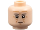Part No: 3626pb3665  Name: Minifigure, Head Dark Bluish Gray Eyebrows, Medium Nougat Forehead Lines, Furrowed Brows, Crow's Feet, and Dimples, Slight Grin Pattern