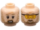 Part No: 3626pb3666  Name: Minifigure, Head Dual Sided Dark Tan Eyebrows, Beard, Medium Nougat Forehead Lines, Open Mouth, Gritted Teeth / Grin with Sunglasses Pattern