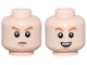 Part No: 3626pb3693  Name: Minifigure, Head Dual Sided Medium Nougat Eyebrows, Nougat Chin Dimple, Angry Frown / Open Mouth Smile with Top Teeth Pattern