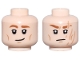 Part No: 3626pb3700  Name: Minifigure, Head Dual Sided Dark Orange Eyebrows and Cheek Lines, Lopsided Smile / Nougat Scars Pattern