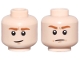 Part No: 3626pb3701  Name: Minifigure, Head Dual Sided Dark Orange Eyebrows and Dimples, Smile / Frown Pattern