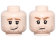 Part No: 3626pb3702  Name: Minifigure, Head Dual Sided Dark Orange Eyebrows and Beard Stubble, Nougat Dimples, Crooked Smile / Frown Pattern