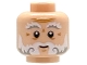 Part No: 3626pb3781  Name: Minifigure, Head White and Light Bluish Gray Bushy Eyebrows, Moustache and Beard, Medium Nougat Wrinkles, Chin Dimple and Forehead Creases, Grin Pattern