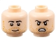 Part No: 3626pb3793  Name: Minifigure, Head Dual Sided Black Eyebrows, Medium Nougat Beard Stubble, Slightly Lopsided Grin / Angry Bared Teeth and Upper Eyelids Pattern