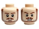 Part No: 3626pb3803  Name: Minifigure, Head Dual Sided Reddish Brown Eyebrows, Moustache and Beard with Light Bluish Gray Highlights, Grin / Angry Open Mouth with Teeth Pattern