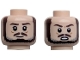 Part No: 3626pb3804  Name: Minifigure, Head Dual Sided Dark Brown Eyebrows, Moustache and Beard with Light Bluish Gray Highlights, Grin / Angry Open Mouth with Teeth Pattern