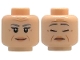 Part No: 3626pb3825  Name: Minifigure, Head Dual Sided Female Dark Bluish Gray Eyebrows, Double Eyelashes, Medium Nougat Jowl Lines, Forehead Creases and Wrinkles, Nougat Lips, Grin / Sleeping with Closed Eyes Pattern