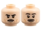 Part No: 3626pb3831  Name: Minifigure, Head Dual Sided Black Eyebrows and Moustache, Upper Eyelids, Medium Nougat Cheek Lines, Chin Dimple and Wrinkles, Stern / Slight Grin Pattern
