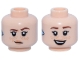 Part No: 3626pb3833  Name: Minifigure, Head Dual Sided Female Reddish Brown Eyebrows, Nougat Lips, Freckles, Silver Triangle (Focus), Lopsided Closed Mouth / Open Mouth Smile with Top Teeth Pattern