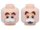 Part No: 3626pb3852  Name: Minifigure, Head Dual Sided Reddish Brown Bushy Eyebrows, Medium Nougat Wrinkles, White and Light Bluish Gray Moustache, Neutral / Surprised Open Mouth with Teeth Pattern