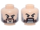 Part No: 3626pb3866  Name: Minifigure, Head Dual Sided Black Eyebrows, Dark Brown Moustache, Light Bluish Gray Full Beard, Chin Dimple, Crooked Lopsided Grin / Angry Open Mouth with Teeth Parted Pattern