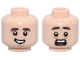 Part No: 3626pb3879  Name: Minifigure, Head Dual Sided Dark Brown Eyebrows, Smile with Tooth Gap / Open Mouth Scared with Red Tongue Pattern