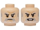 Part No: 3626pb3966  Name: Minifigure, Head Dual Sided Light Bluish Gray Eyebrows and Moustache, White Beard, Medium Nougat Chin Dimple, Forehead Crease and Crow's Feet, Frown / Open Mouth Scowl with Teeth Pattern