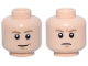 Part No: 3626pb3990  Name: Minifigure, Head Dual Sided Dark Tan Eyebrows, Dark Orange Chin Dimple and Smile Crease, Closed Mouth Smile / Frown Pattern (SW Luke Skywalker)