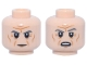 Part No: 3626pb3992  Name: Minifigure, Head Dual Sided Dark Bluish Gray Eyebrows, Dark Orange Wrinkles, Stern / Open Mouth Scowl Pattern (Grand Moff Tarkin)