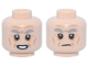 Part No: 3626pb3999  Name: Minifigure, Head Dual Sided Light Bluish Gray Bushy Eyebrows, Dark Orange Wrinkles Open Mouth Smile / Closed Mouth Smirk Pattern