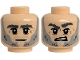 Part No: 3626pb4007  Name: Minifigure, Head Dual Sided Dark Bluish Gray Thick Bushy Eyebrows, Light Bluish Gray Mutton Chops and Goatee Stubble, Medium Nougat Wrinkles, Closed Mouth Neutral / Open Mouth Angry with Teeth Pattern