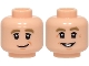 Part No: 3626pb4013  Name: Minifigure, Head Dual Sided Dark Tan Bushy Eyebrows, Medium Nougat Chin Dimple, Lopsided Grin / Crow's Feet and Open Mouth Smile with Teeth Pattern