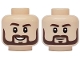 Part No: 3626pb4030  Name: Minifigure, Head Dual Sided Dark Brown Eyebrows and Beard, Right Eyebrow Raised, Lower Eyelids, Open Mouth Smile with Teeth / Neutral Pattern