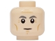 Part No: 3626pb4033  Name: Minifigure, Head Dark Bluish Gray Thick Eyebrows, Medium Nougat Forehead Creases, Crow's Feet, Cheek Lines and Chin Dimples, Neutral Pattern