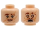 Part No: 3626pb4057  Name: Minifigure, Head Dual Sided Reddish Brown Eyebrows and Moustache, Medium Nougat Slash Scars, Neutral / Medium Nougat Eyes and White Fangs Pattern