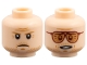 Part No: 3626pb4101  Name: Minifigure, Head Dual Sided Medium Nougat Eyebrows, Beard Stubble, Crow's Feet and Forehead Creases, Frown / Dark Red Glasses with Medium Nougat Lenses, Open Mouth Smile with Teeth Pattern