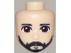 Part No: 37815  Name: Mini Doll, Head Friends Male Large with Reddish Brown Eyes, Black Beard and Moustache Pattern