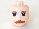 Part No: 48265  Name: Mini Doll, Head Friends Male Large with Dark Green Eyes, Dark Orange Moustache Pattern