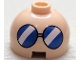 Part No: 553pb040  Name: Brick, Round 2 x 2 Dome Top with Blue Glasses with White Diagonal Stripes Pattern